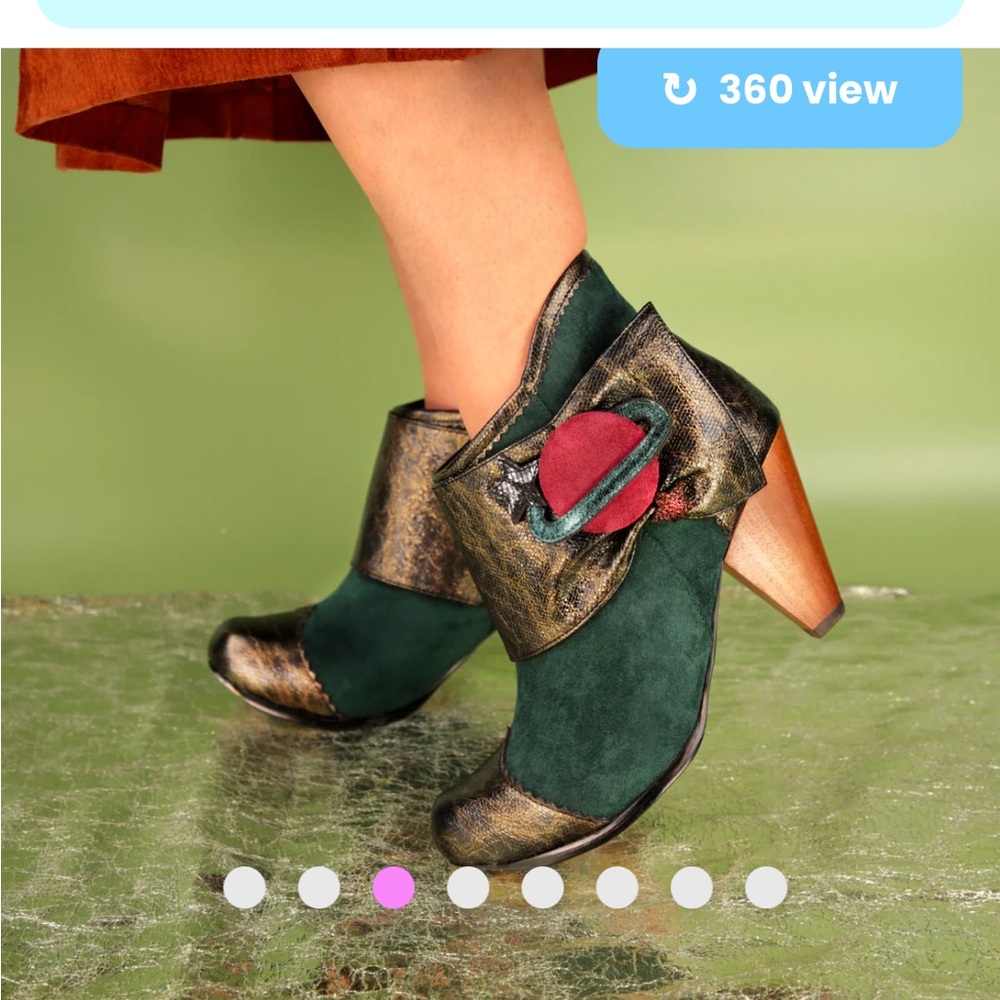 Irregular Choice “Nice Ring To It” Green and Gold Ankle Booties